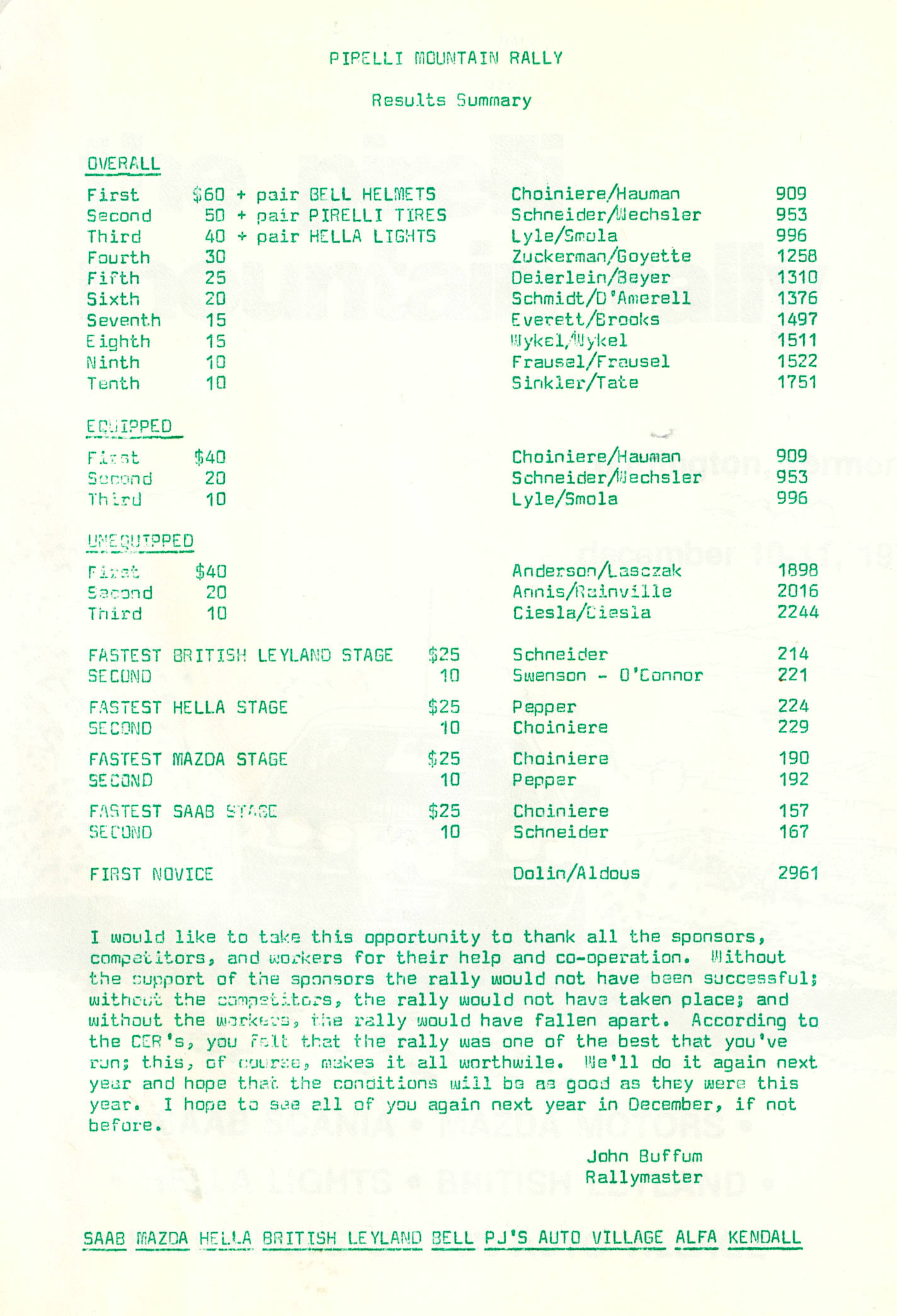 Pirelli Mountian Rally 1977