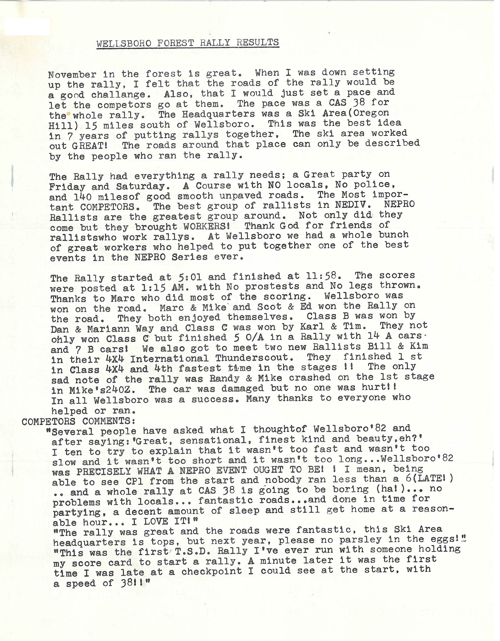 Wellsboro Forest Rally