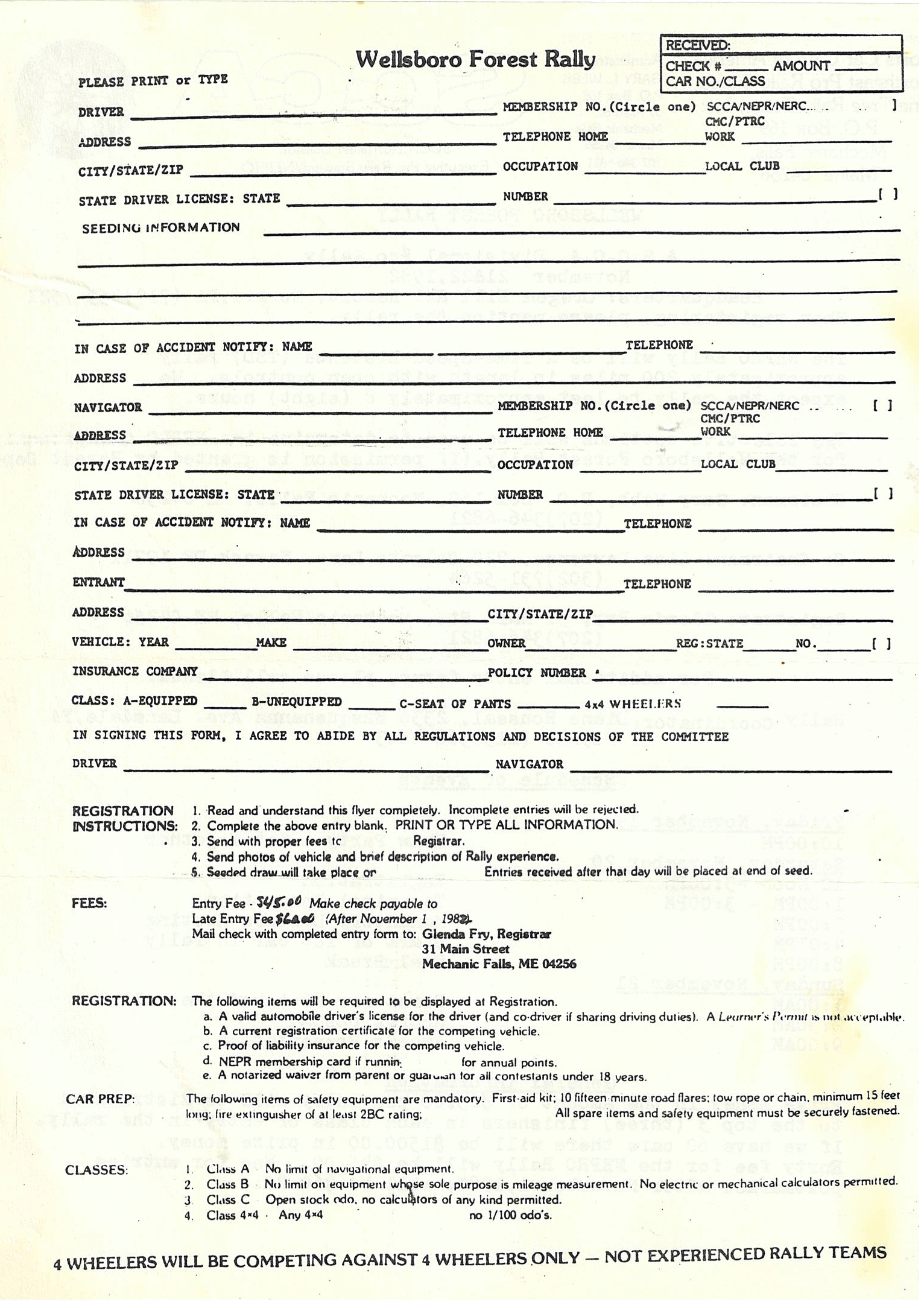 Wellsboro Forest Rally 1982